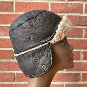 Union Steel Trapper Sheepskin Leather Unisex Hat Size M NWOT Made in England